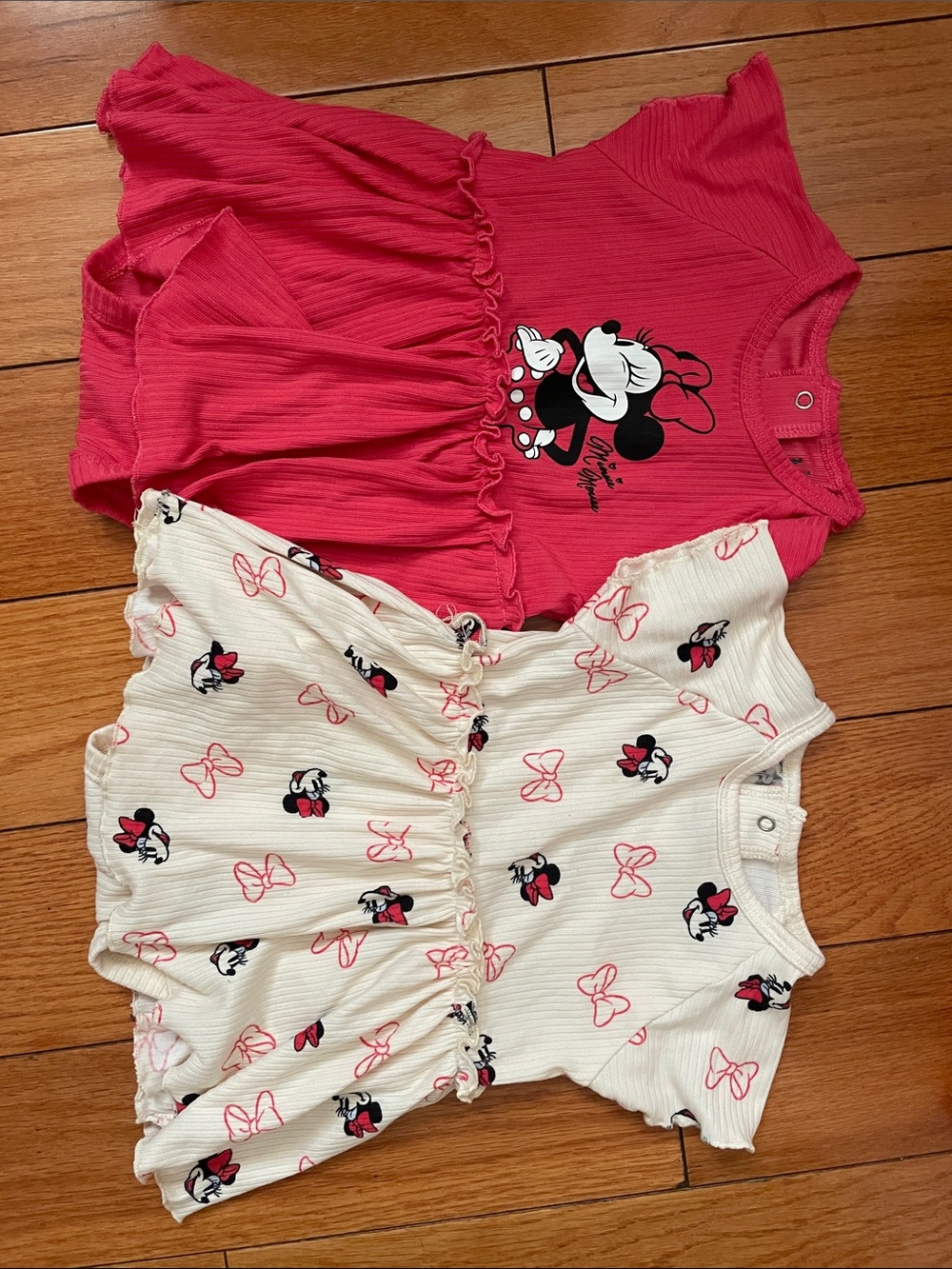 Disney Girls Minnie Mouse Pink & White Casual Dresses